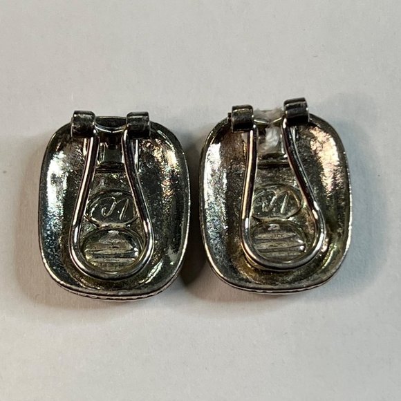 Vintage Clip on Earrings Amber Gold and Sliver Tone Signed - Picture 4 of 5